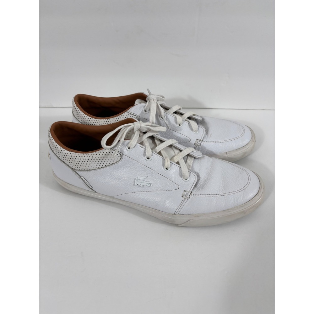 Lacoste Mens White Leather‎ Sneakers Casual Lace Up Shoes Size 10.5 Bayliss